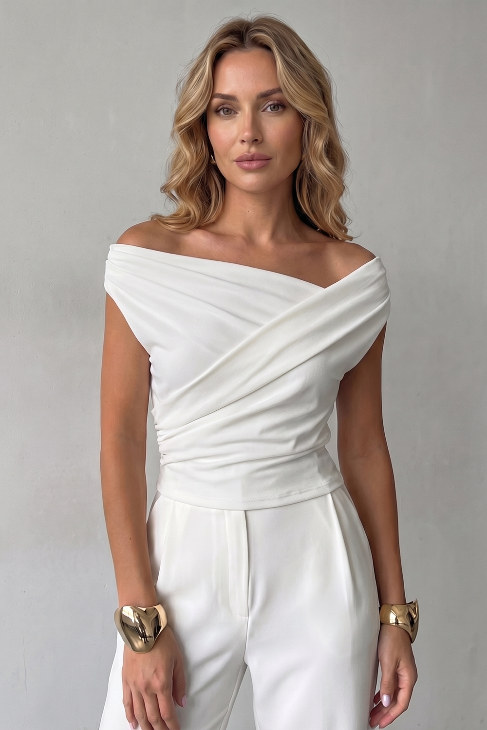 Women's Asymmetrical One-Shoulder Draped Top - Solenne