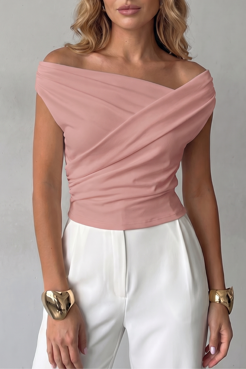 Women's Asymmetrical One-Shoulder Draped Top - Solenne