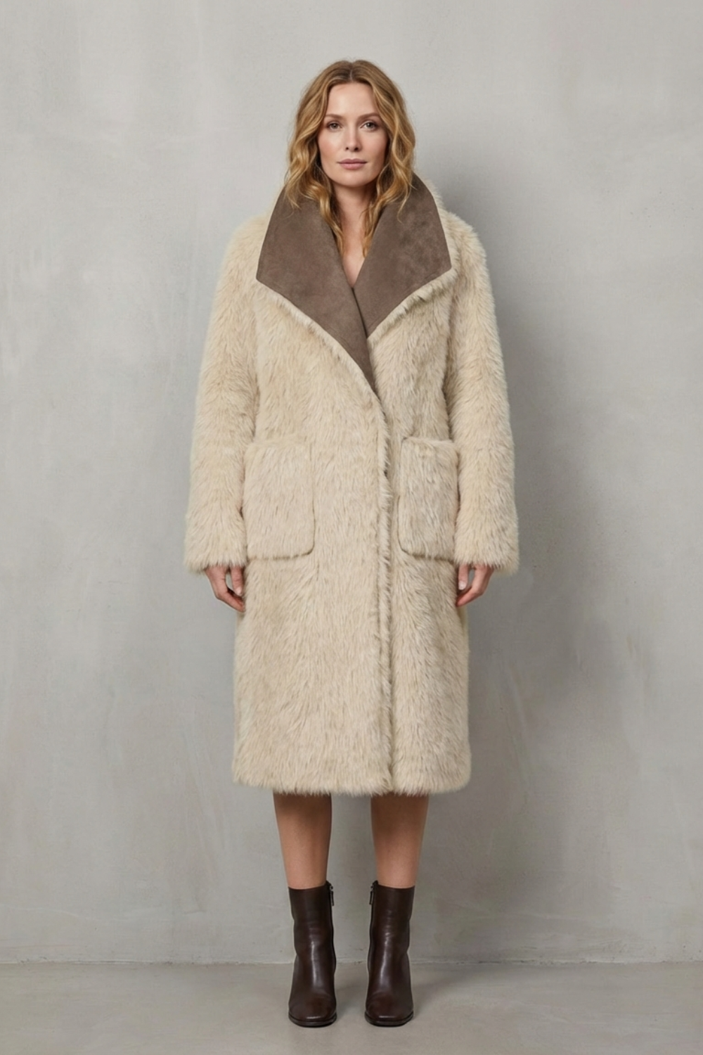 Women's Reversible Faux Shearling Coat with Textured Design - Virellia