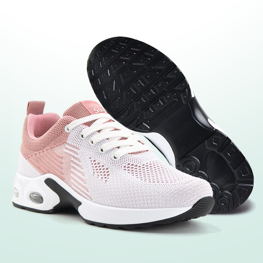 Women's Orthopedic Comfort Sneakers in White & Pink - WalkMora