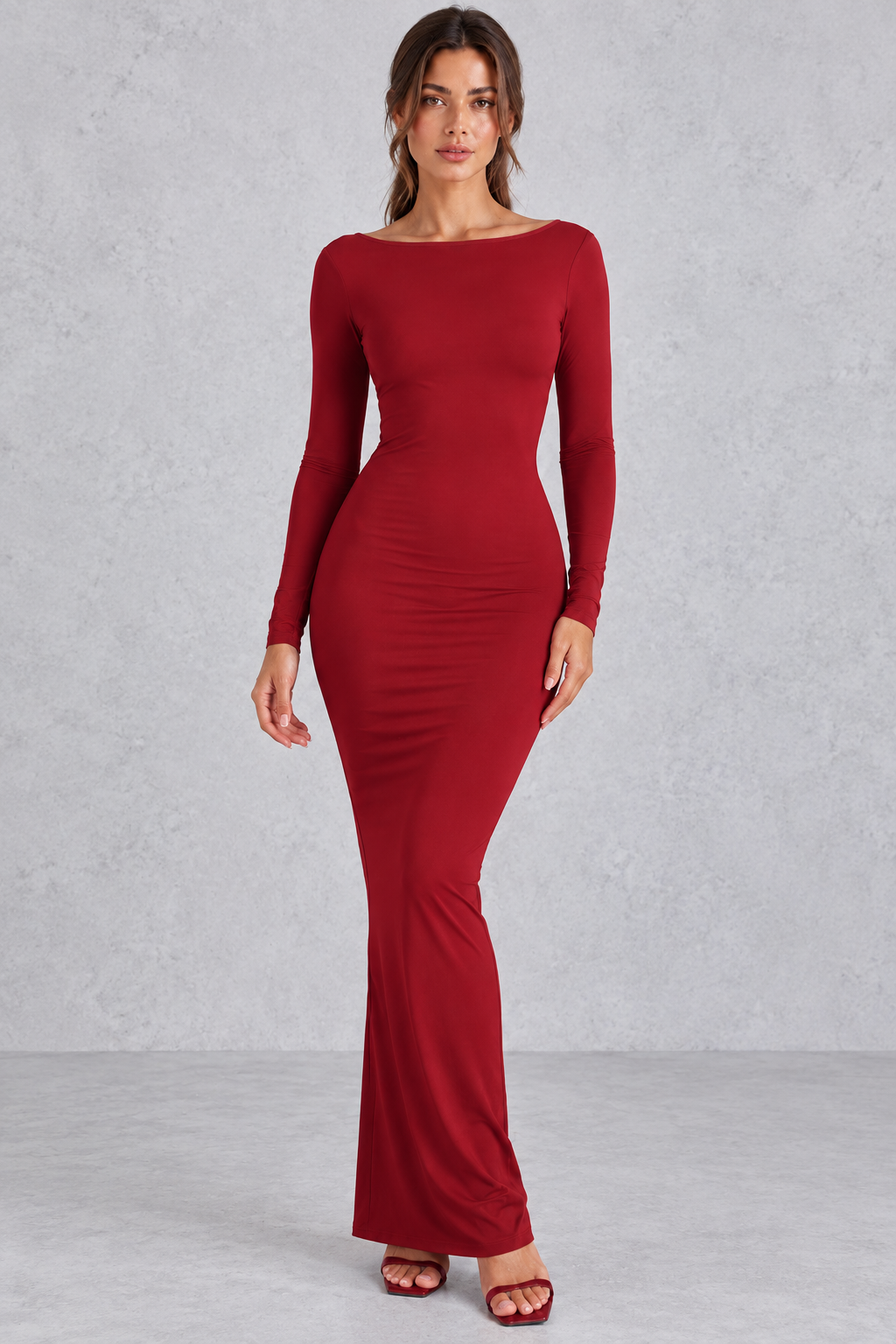 Women's Backless Ruched Bodycon Maxi Formal Dress - Evening Gown