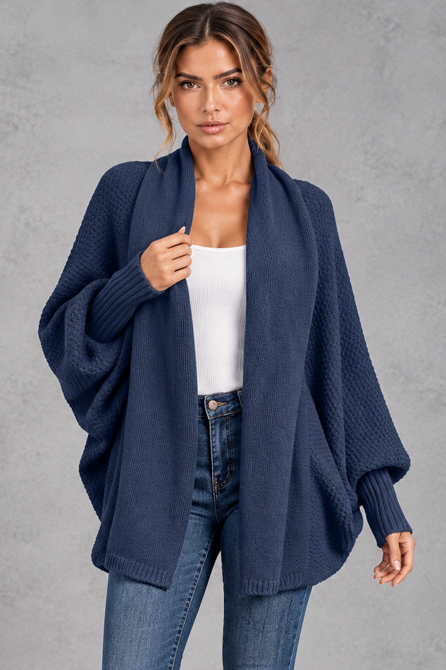 Women's Batwing Knitted Cardigan – Navy Blue