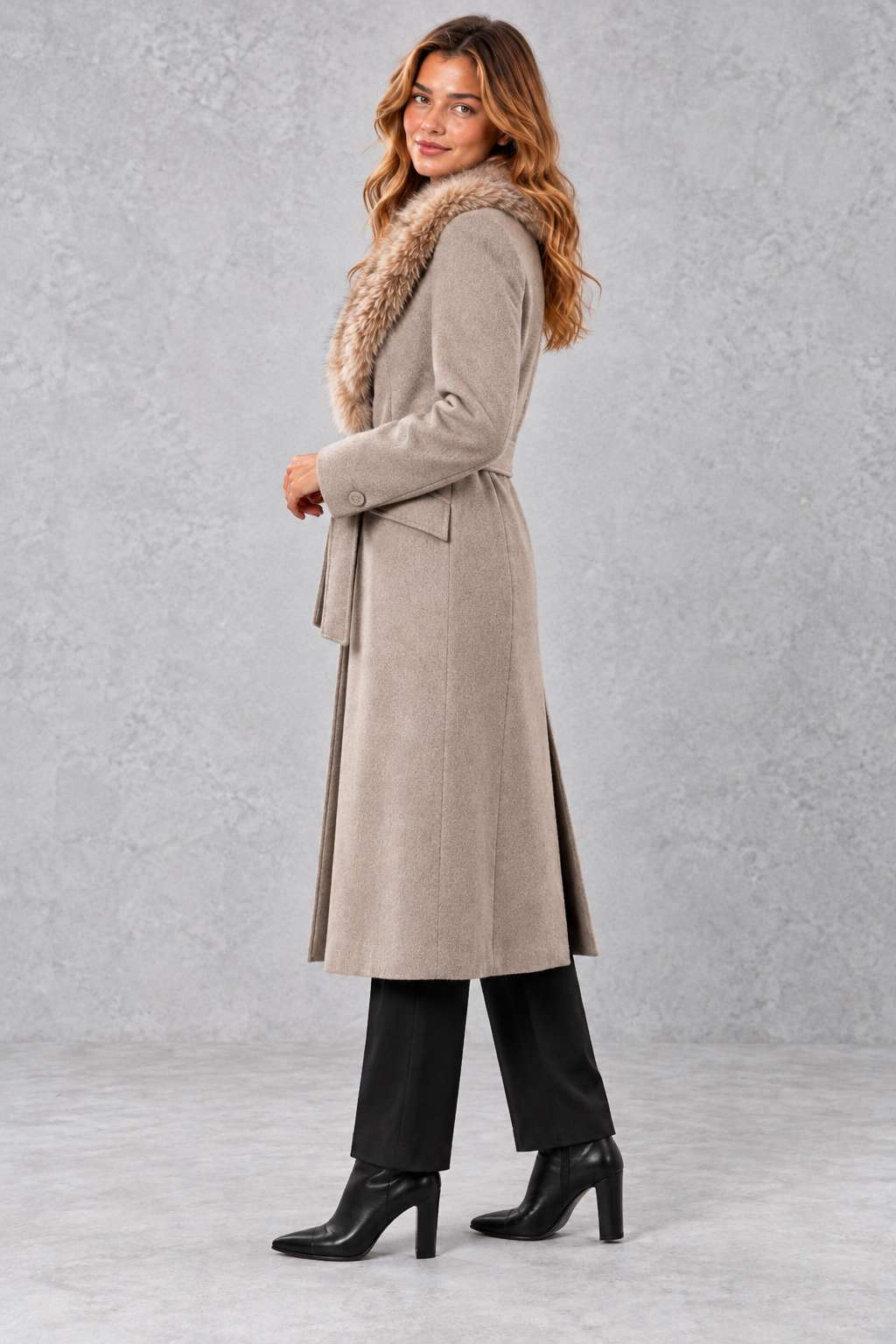 Women's Belted Midi Coat – Taupe