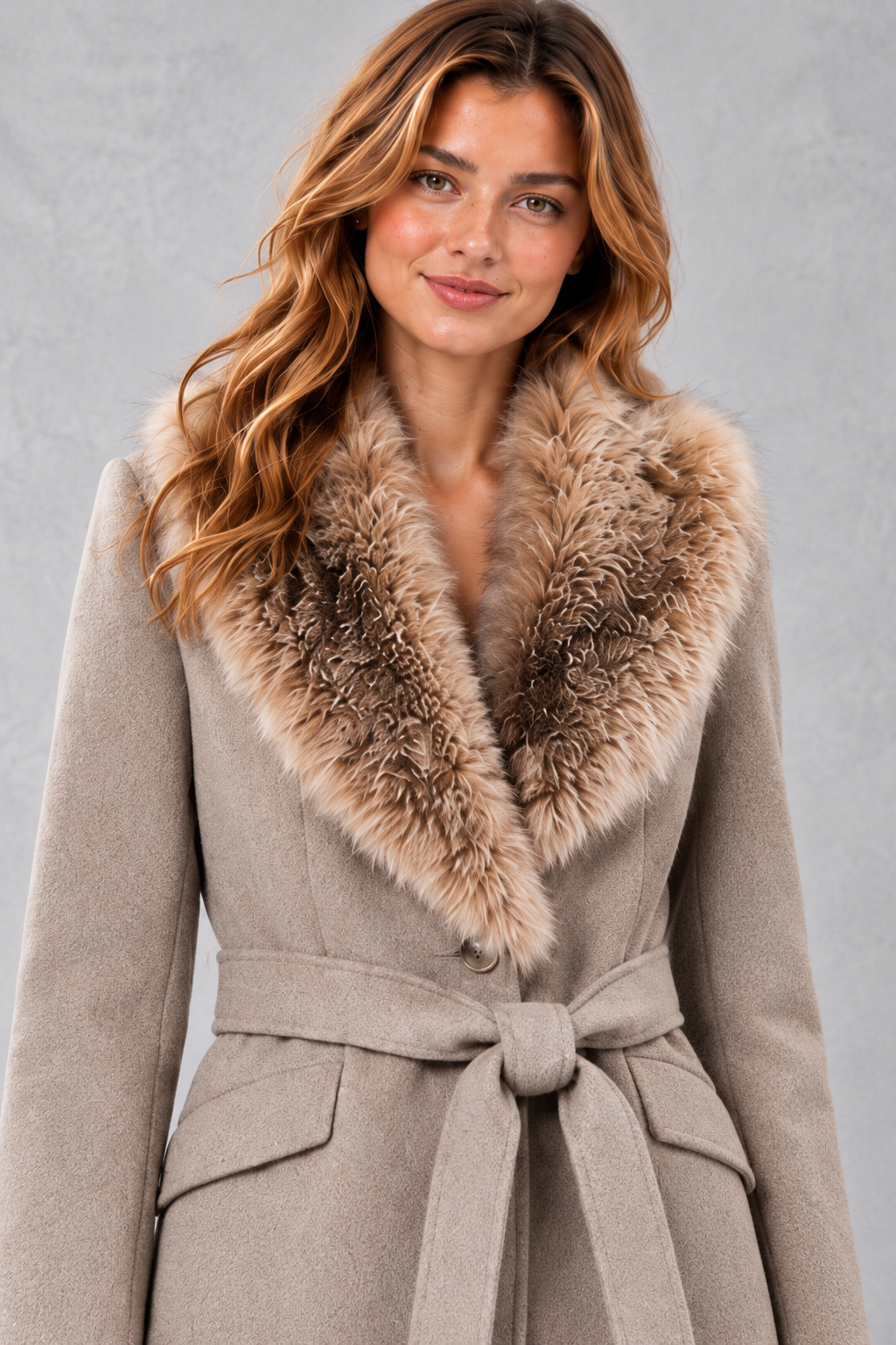 Women's Belted Midi Coat – Taupe