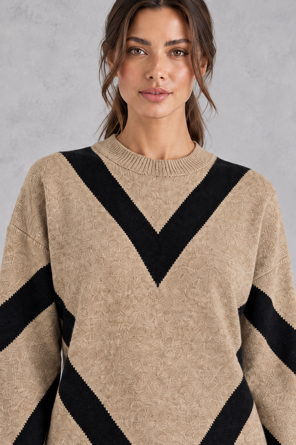 Close-up of chevron knit pattern