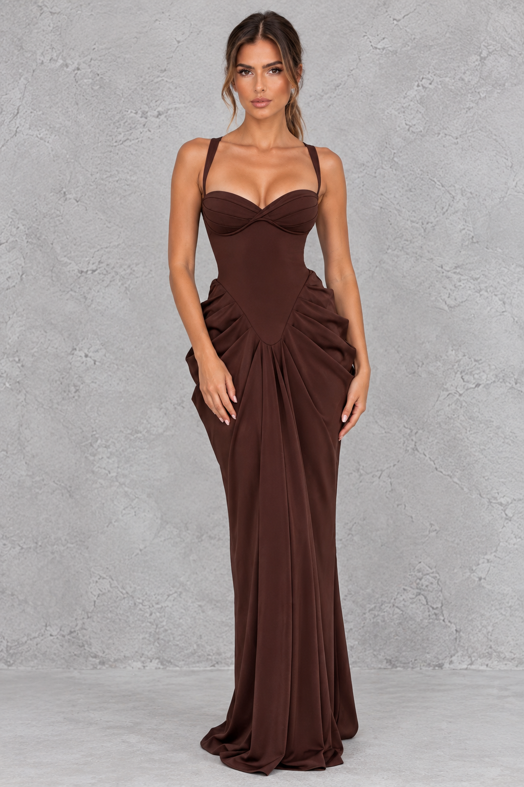 Women's Chiffon Corset Maxi Formal Dress - Wedding Guest & Evening