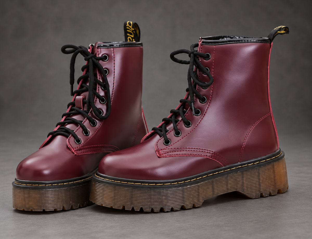 Women's Platform Combat Boots – Cherry Red