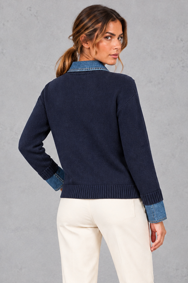 Women's Cotton Knit Sweater – Navy