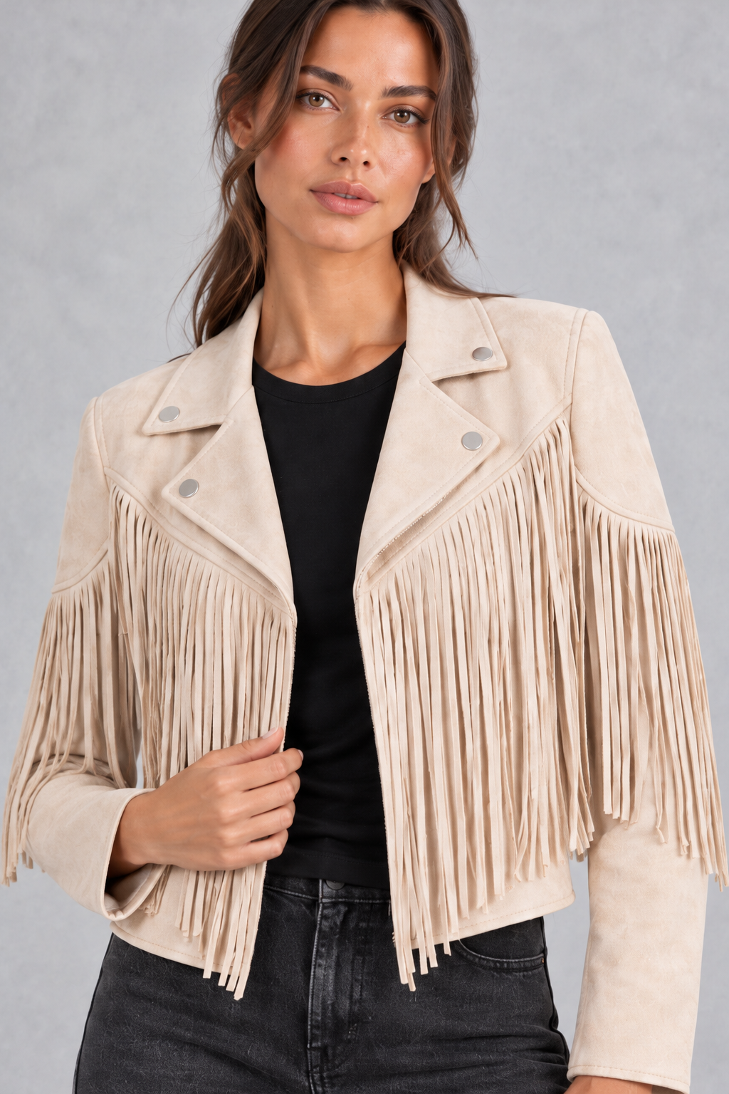 Women's Cropped Suede Jacket – White