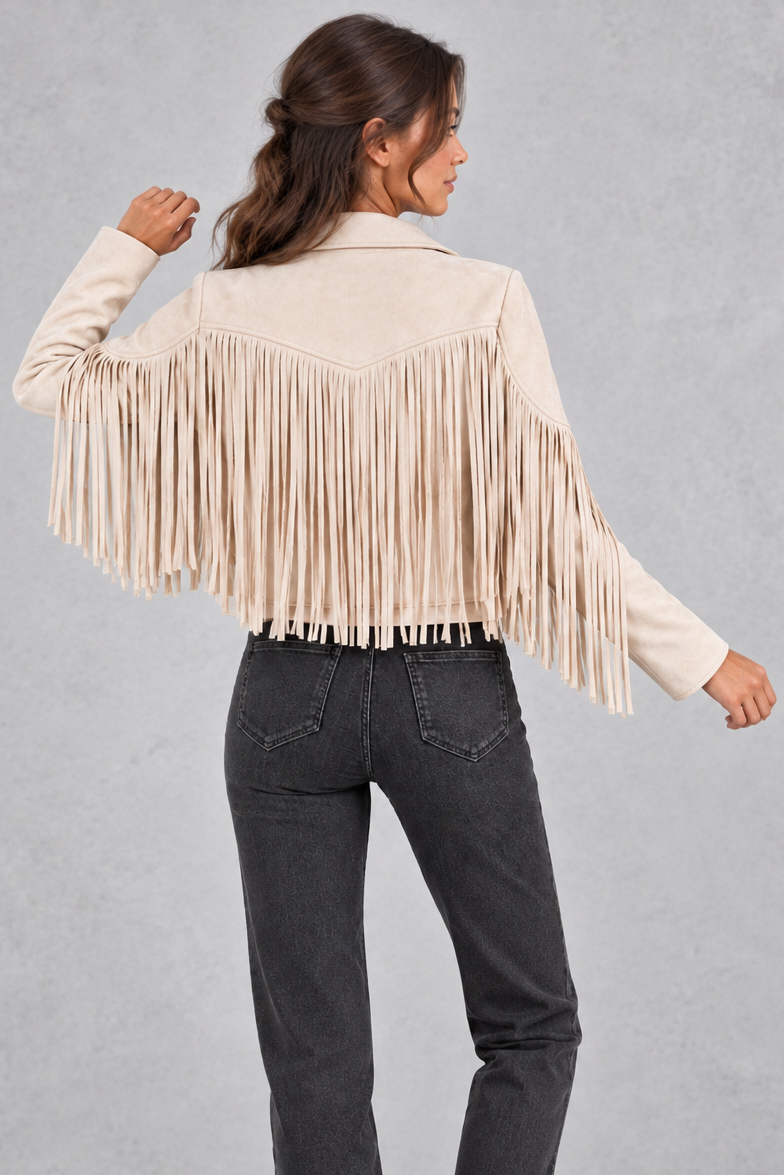 Women's Cropped Suede Jacket – White