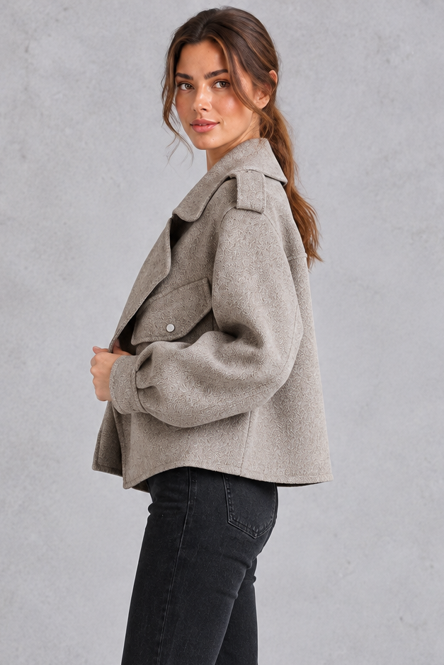 Women's Cropped Wide Lapel Jacket – Taupe