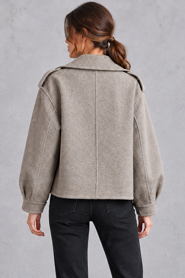 Women's Cropped Wide Lapel Jacket – Taupe
