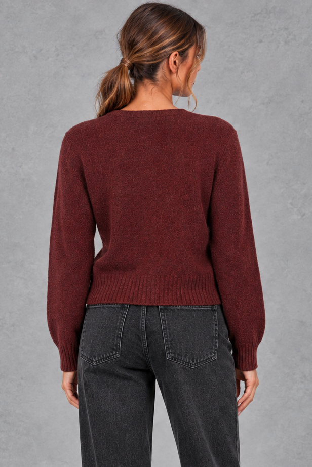 Women's Cropped Wrap Cardigan – Burgundy