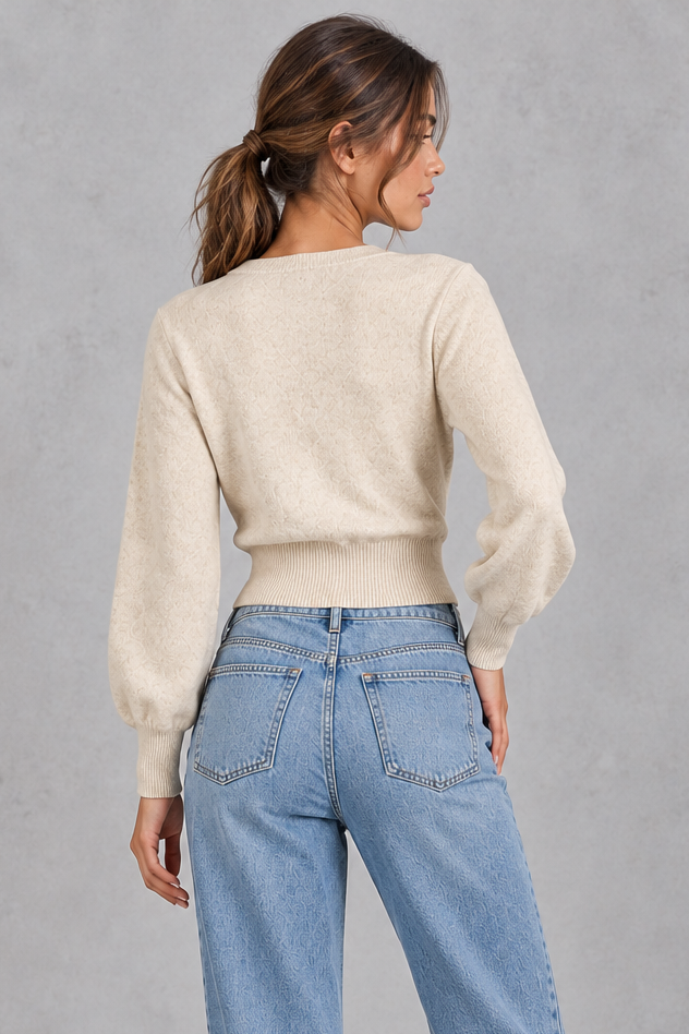 Women's Cropped Wrap Cardigan – Cream