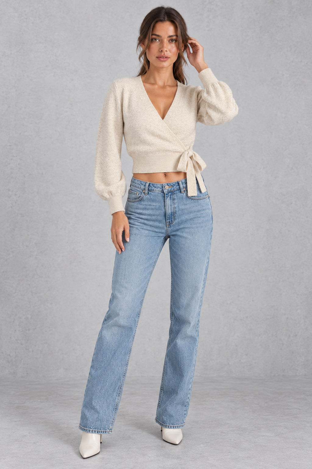 Women's Cropped Wrap Cardigan – Cream