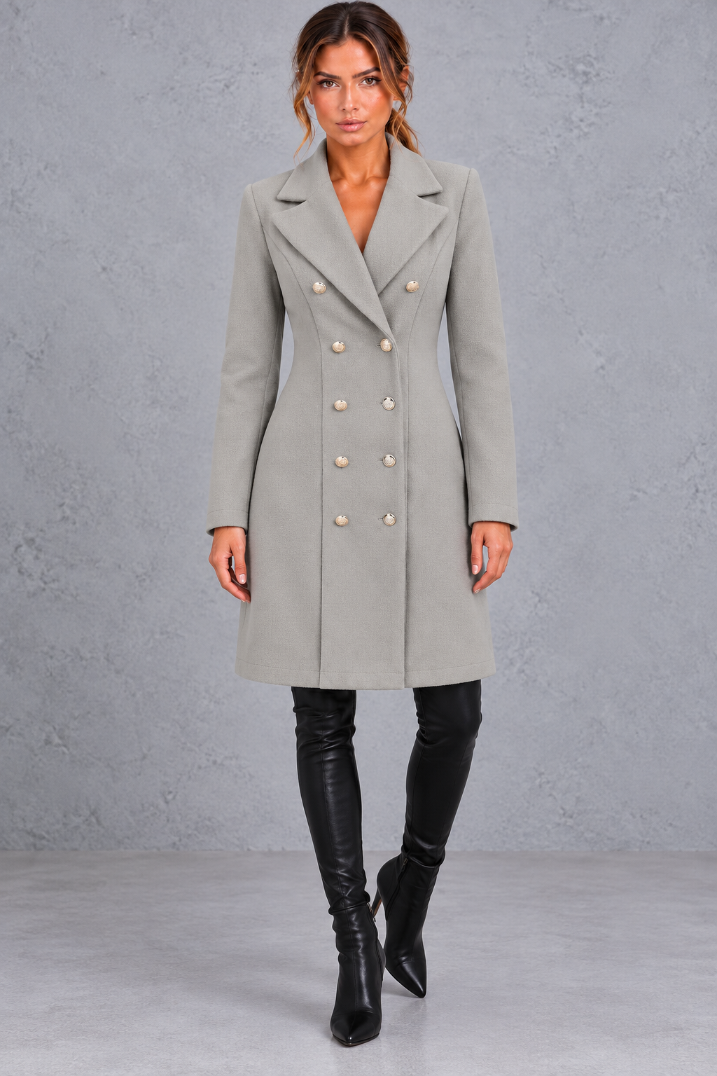 Women's Double-Breasted Blazer Coat – Gray