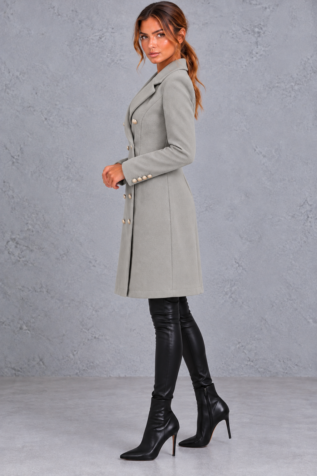 Women's Double-Breasted Blazer Coat – Gray