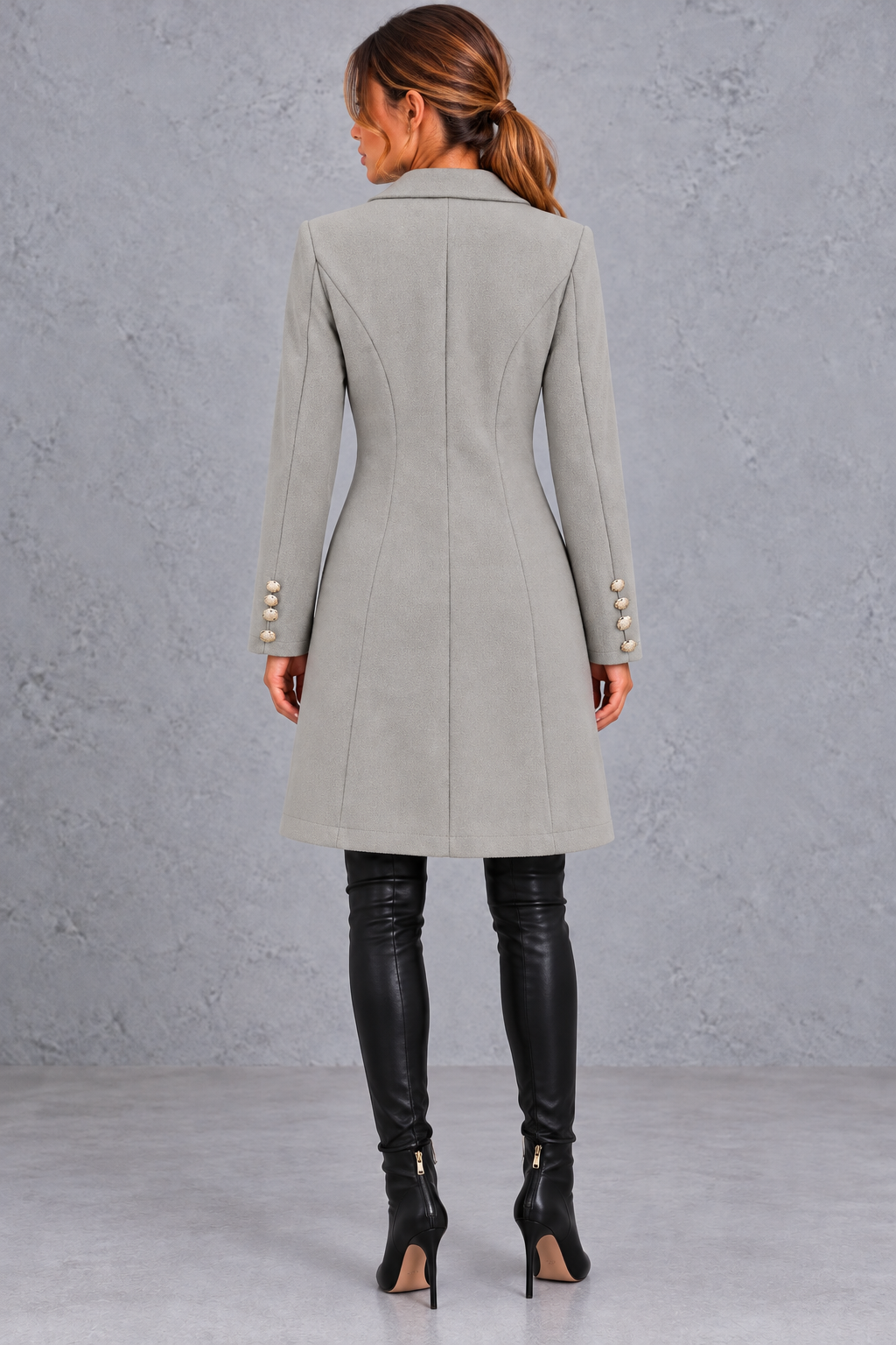 Women's Double-Breasted Blazer Coat – Gray