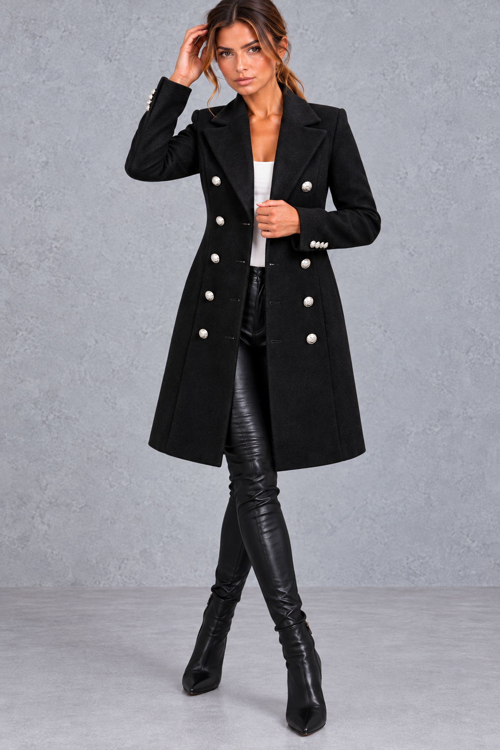 Women's Double-Breasted Blazer Coat – Black