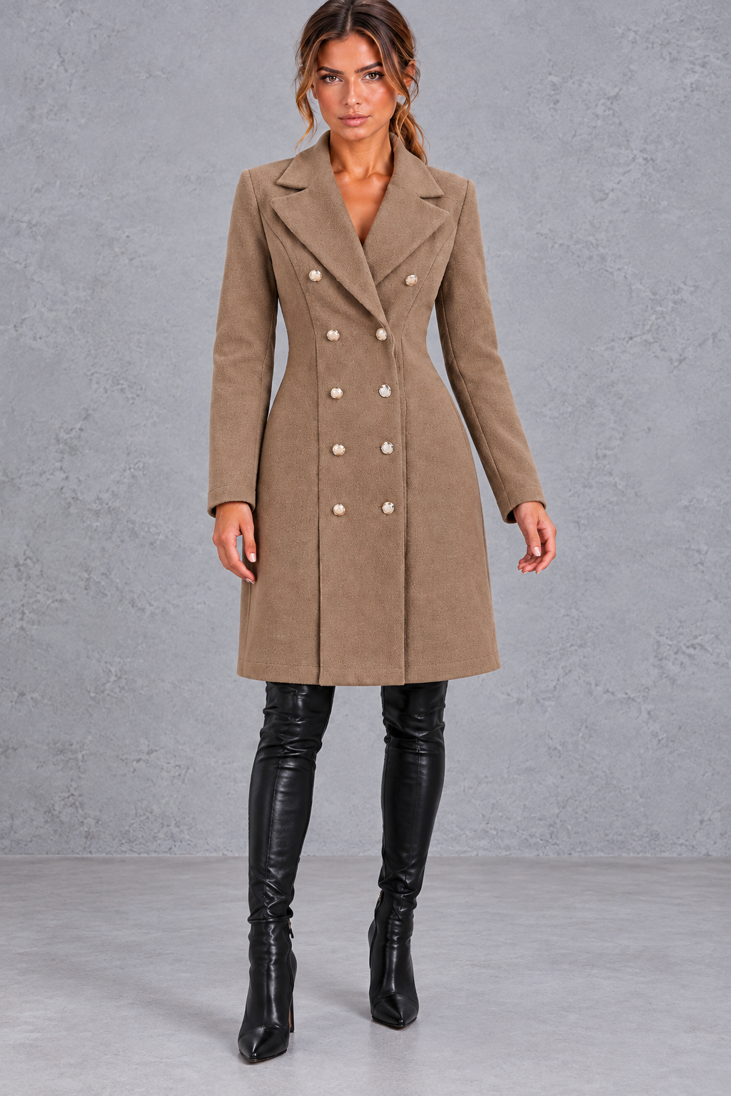 Women's Double-Breasted Blazer Coat – Camel