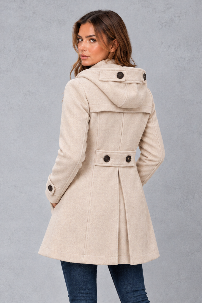 Women's Double-Breasted Pea Coat – Beige