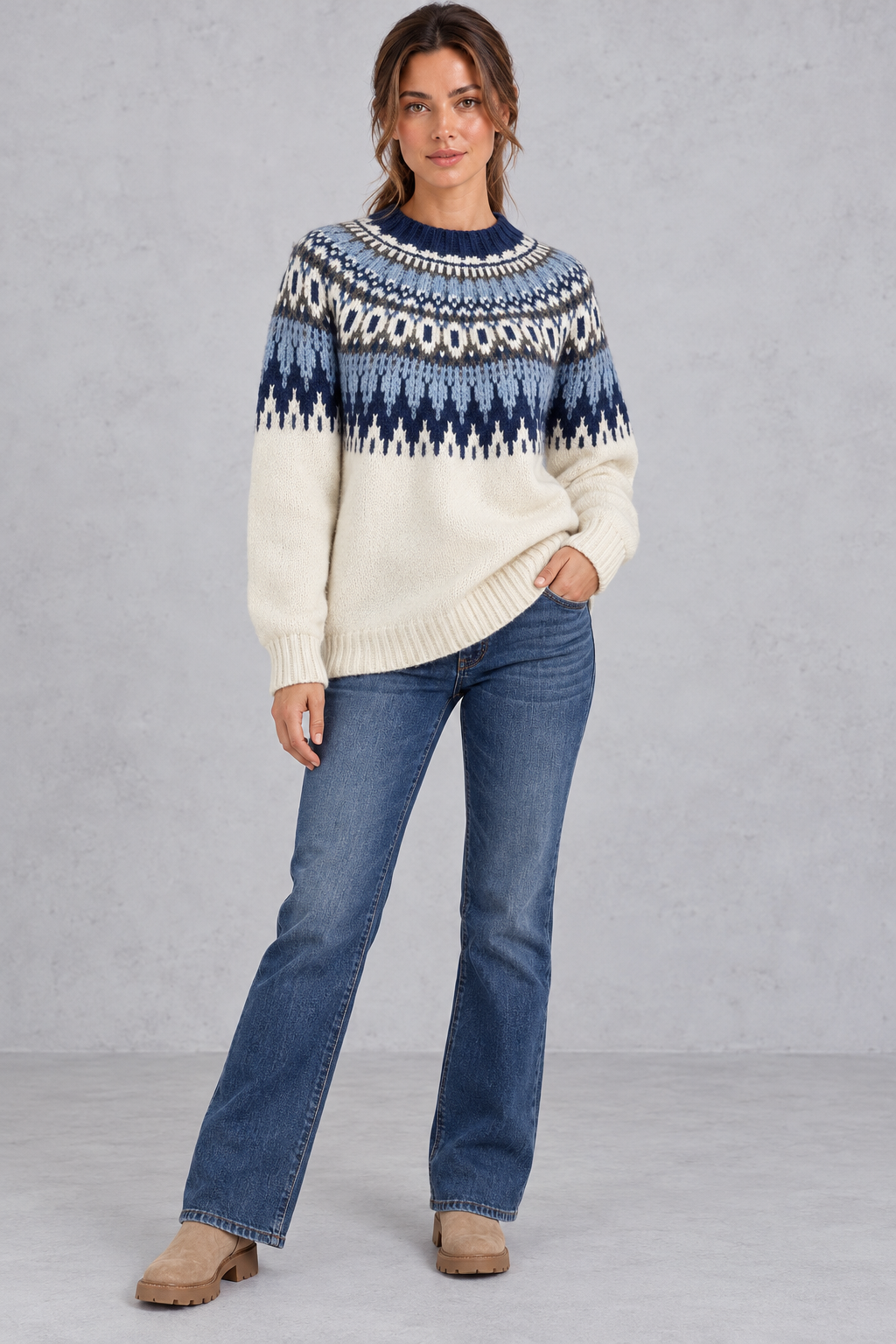 Women's Fair Isle Nordic Sweater – Blue