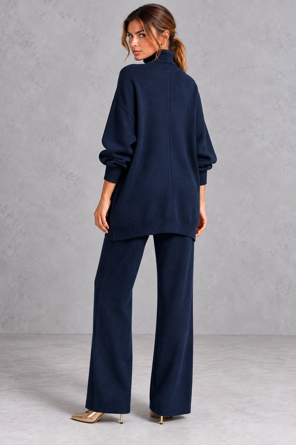 Ribbed turtleneck and dropped shoulder detail
