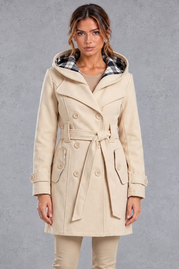Women's Hooded Trench Coat – Beige