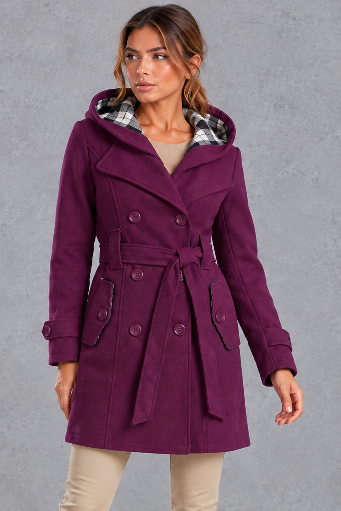 Women's Hooded Trench Coat – Purple