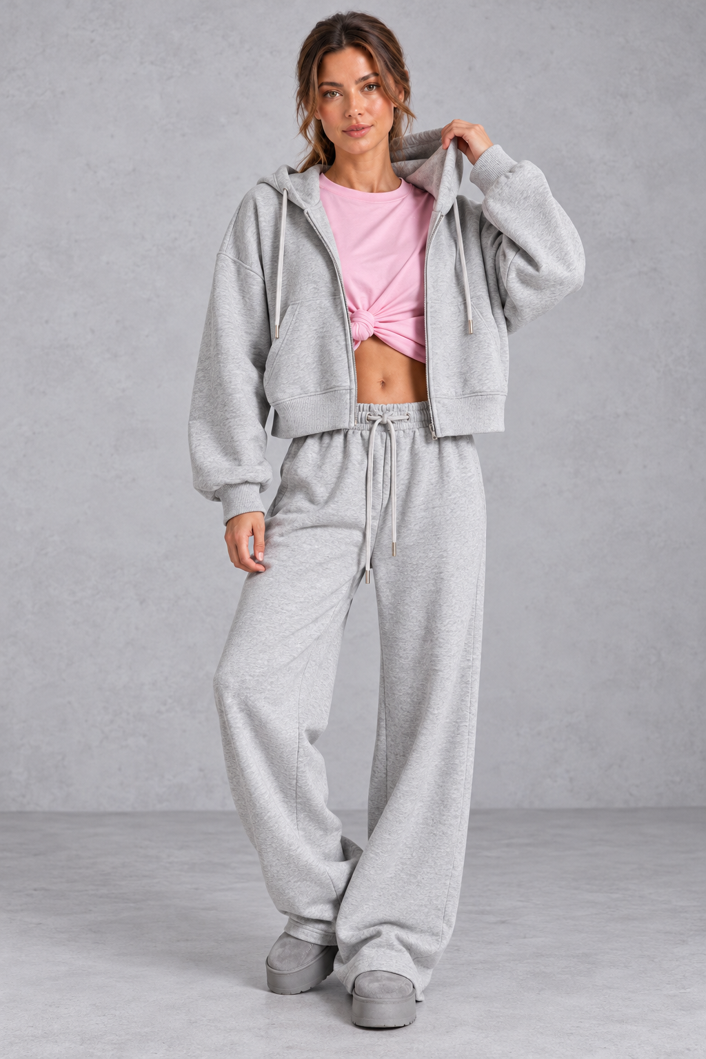 Hooded tracksuit set shown in an alternate color