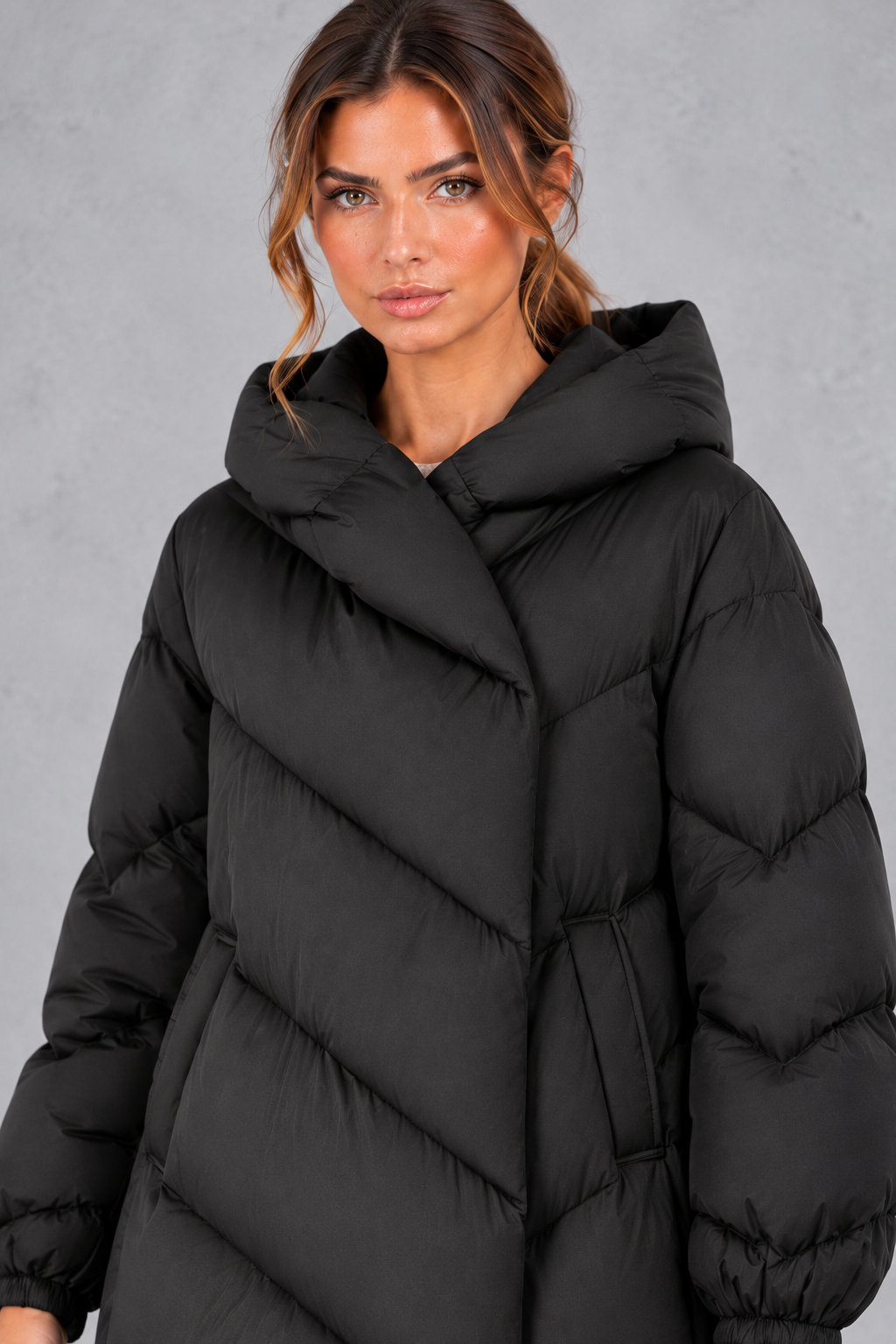 Women's Long Down Coat – Black