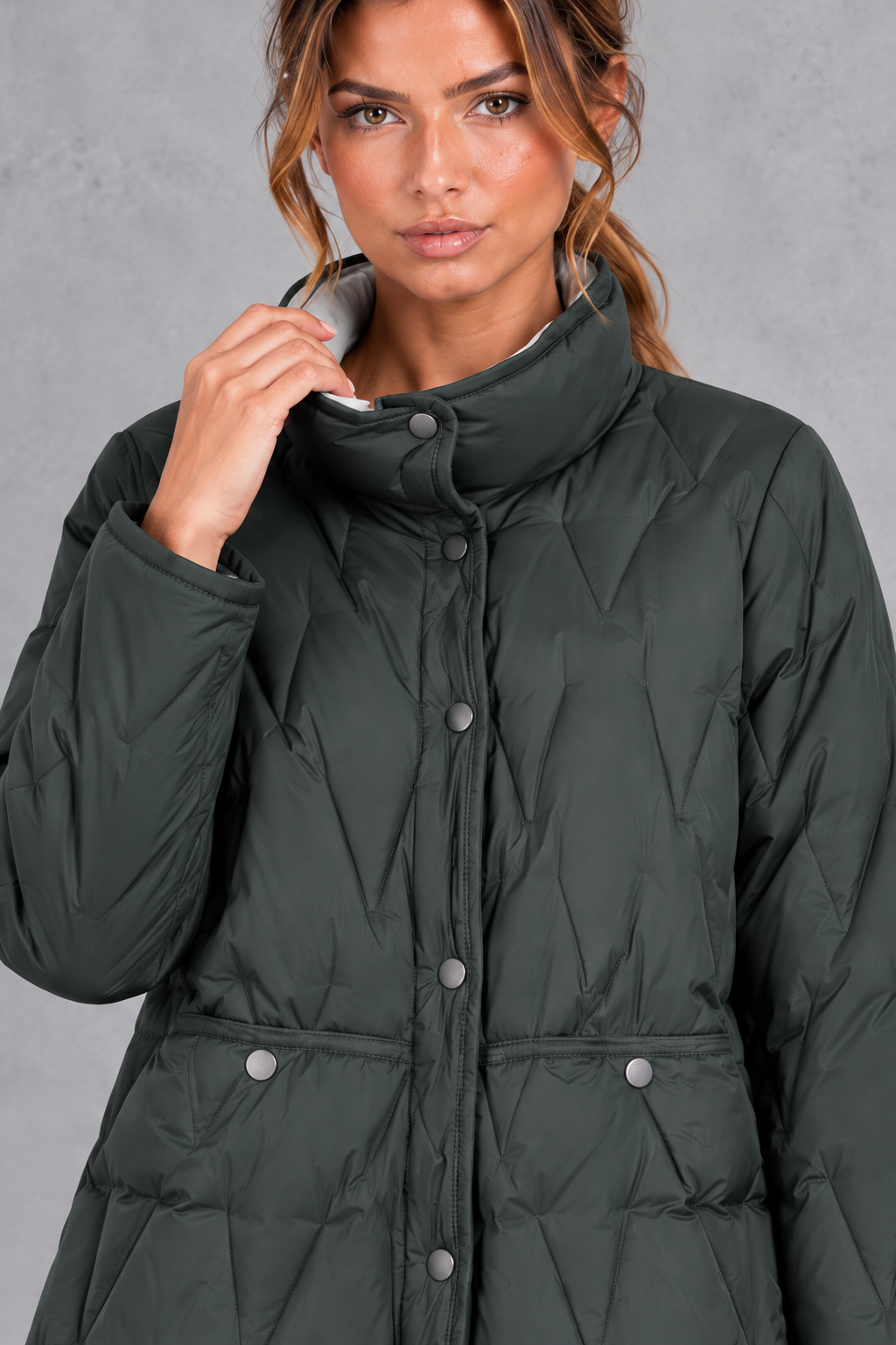 Women's Longline Down Coat – Dark Green