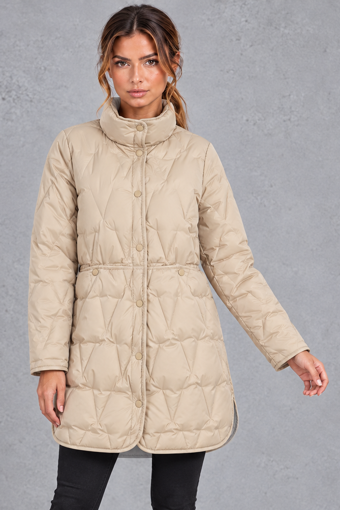 Women's Longline Down Coat – Beige