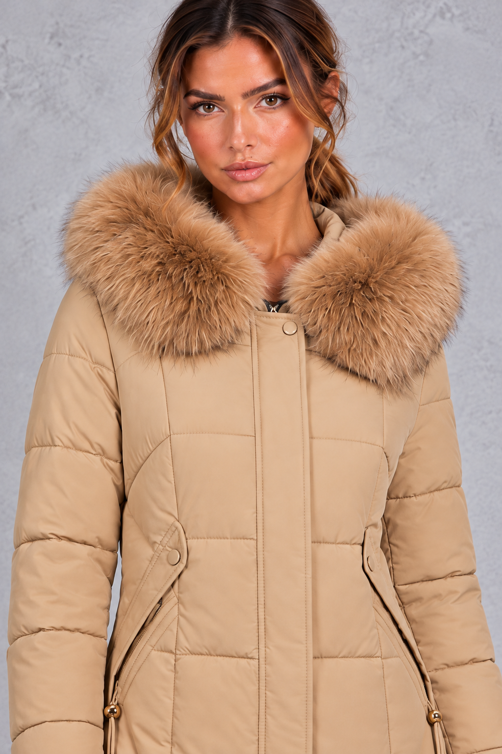 Women's Longline Quilted Puffer Coat – Camel