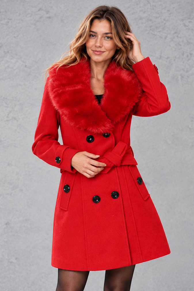 Women's Longline Winter Coat – Red