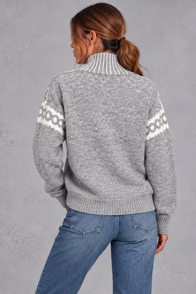Women's Nordic Pattern Knitted Sweater – Gray