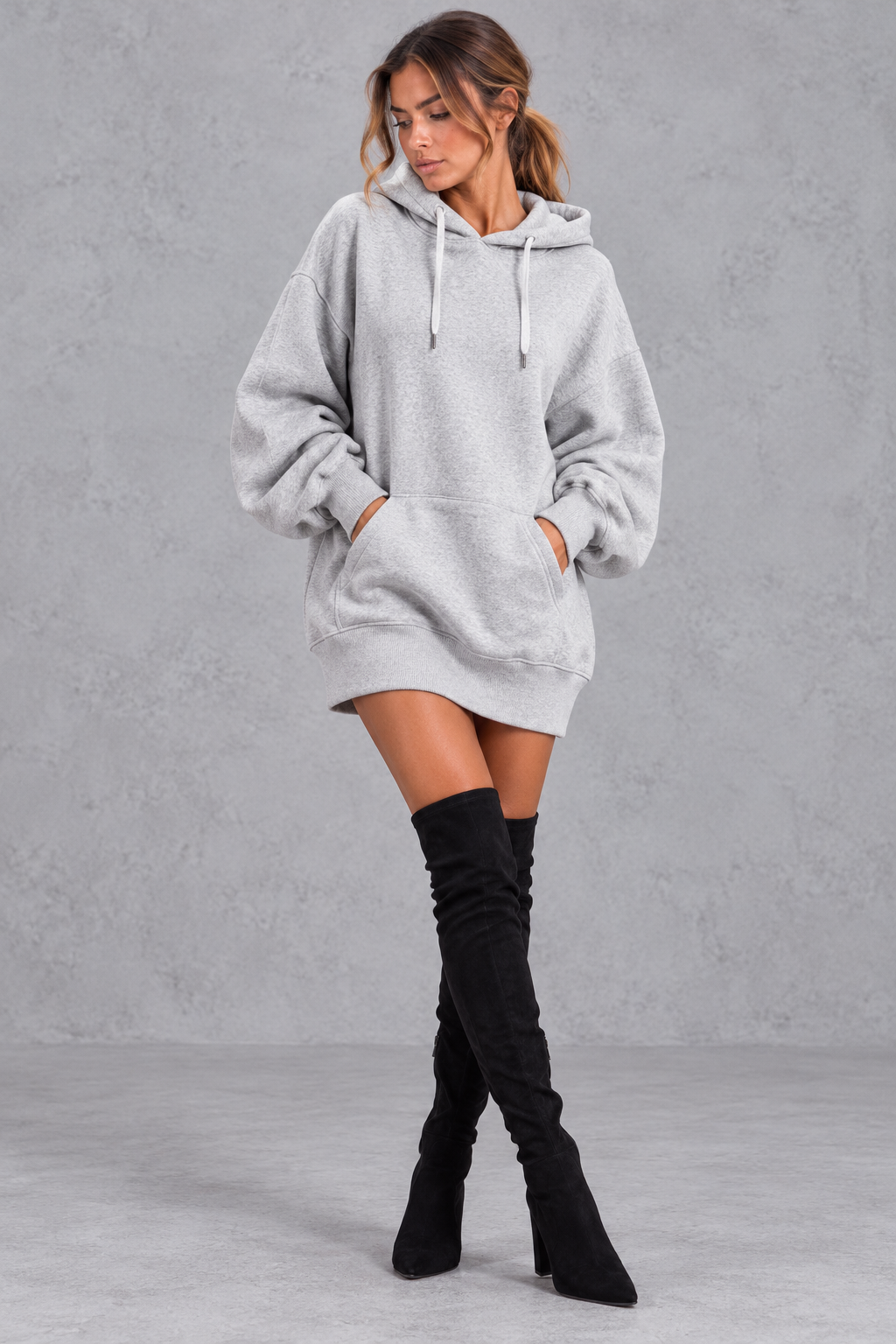 Women's oversized hoodie mini dress color options shown together
