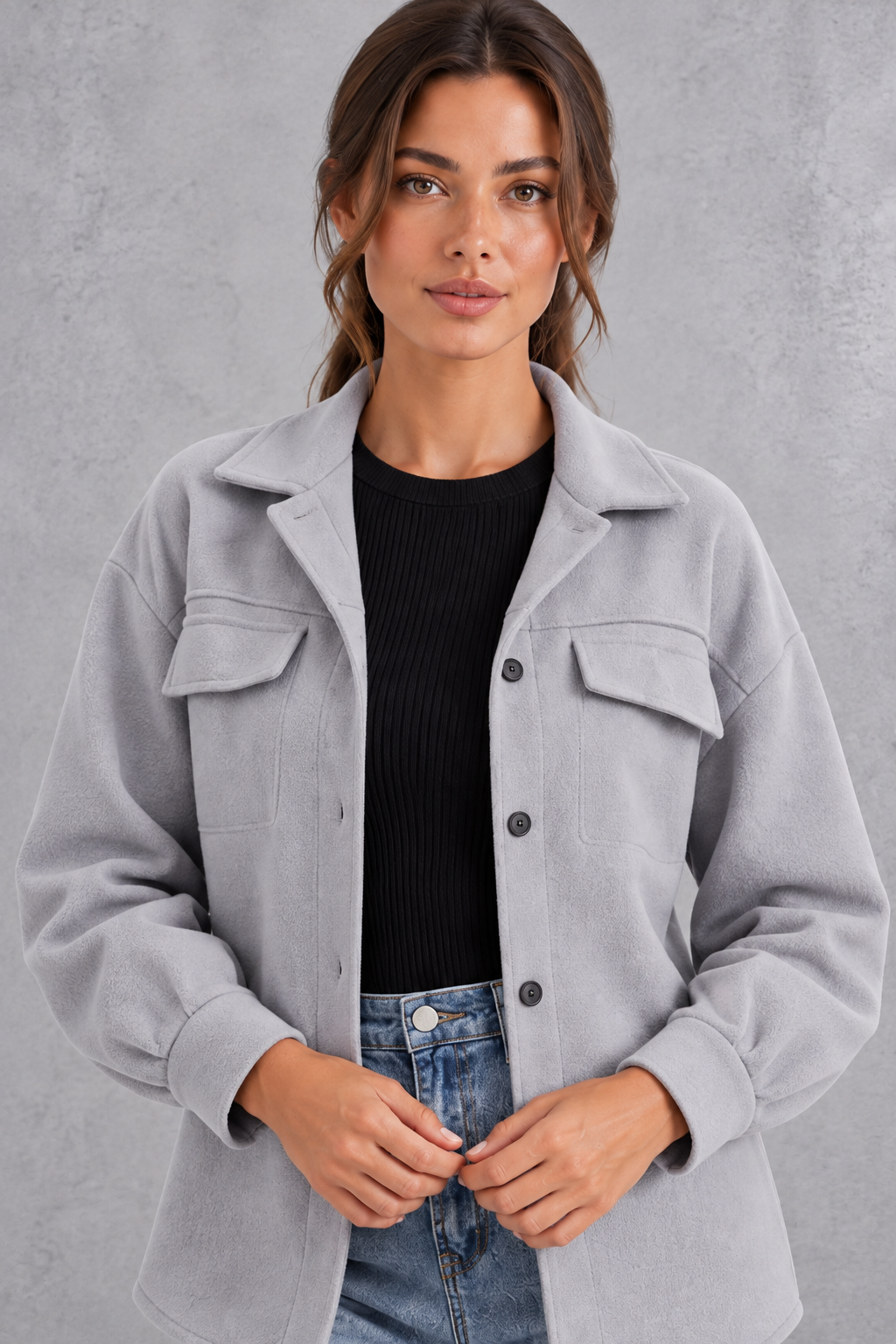 Women's Oversized Shirt Jacket – Gray