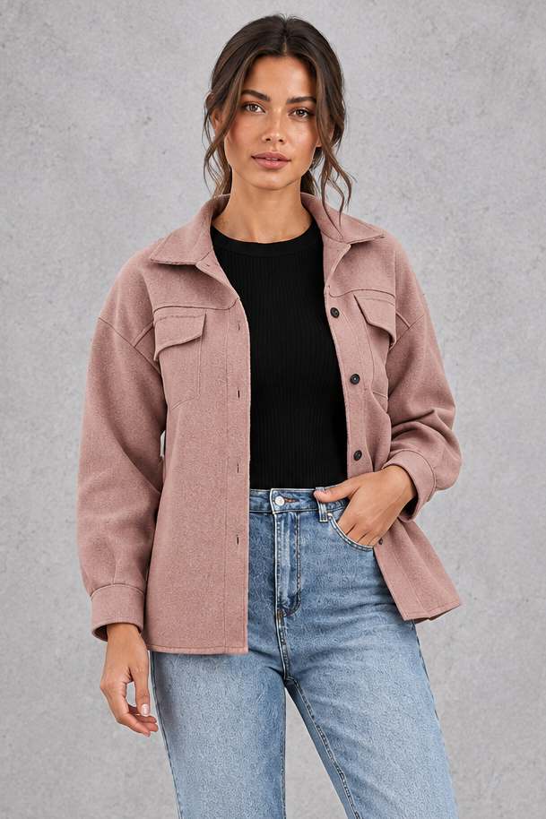 Women's Oversized Shirt Jacket – Pink