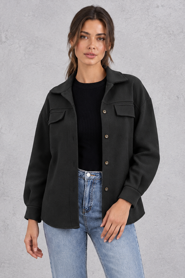 Women's Oversized Shirt Jacket – Black