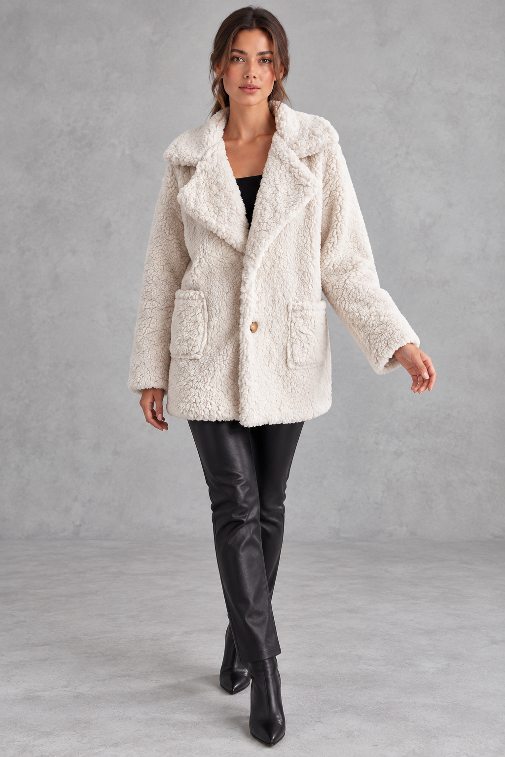 Women's Oversized Teddy Jacket – Cream