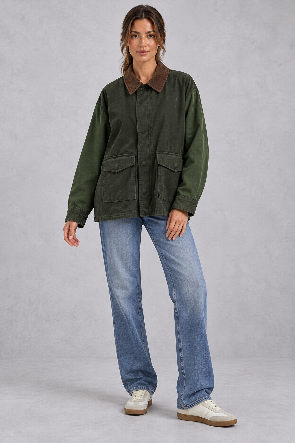 Women's Oversized Utility Jacket – Army Green