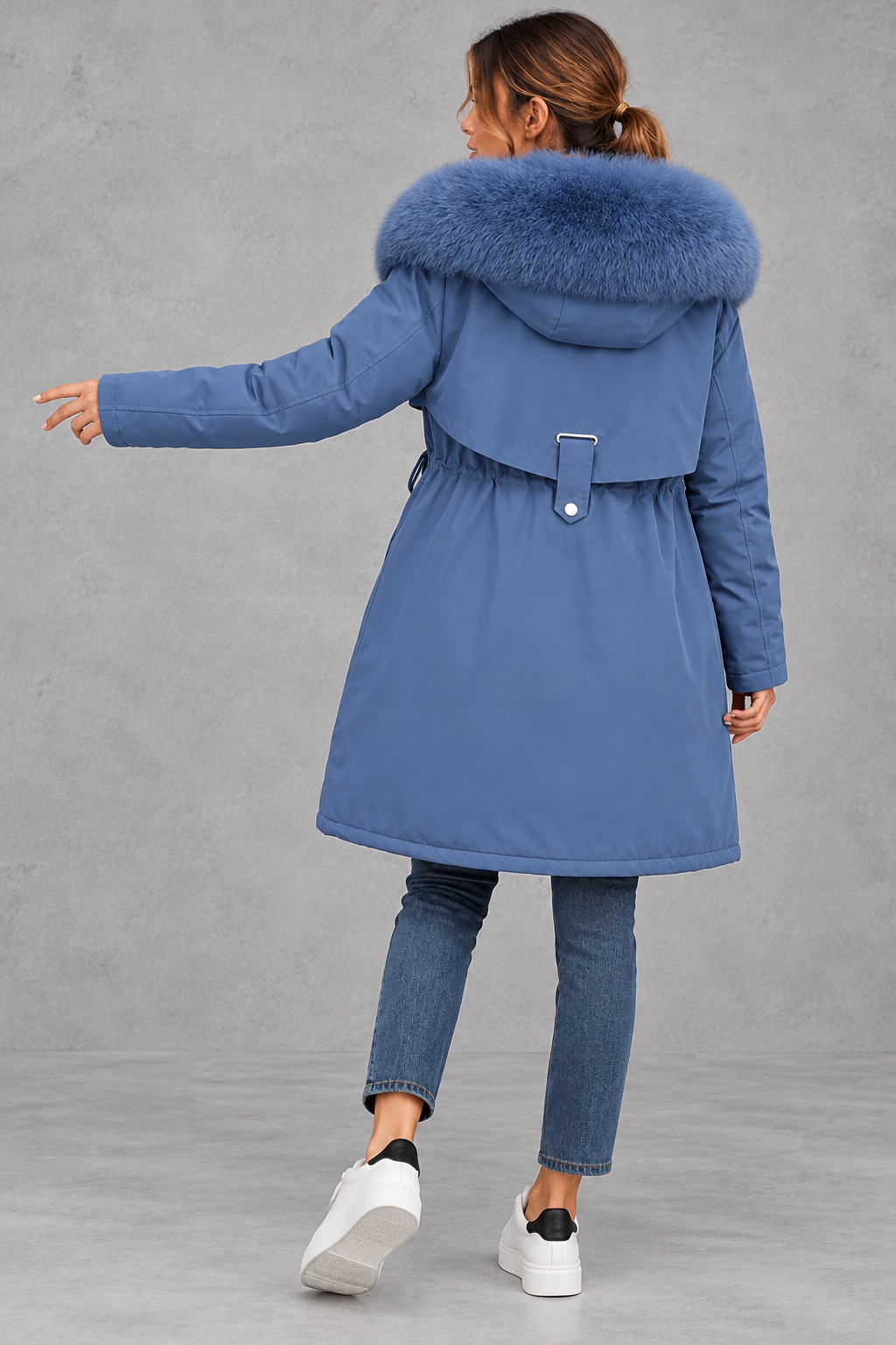 Women's Plush-Lined Hooded Parka – Blue