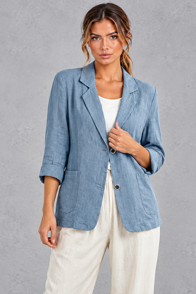 Women's Relaxed Fit Blazer – Light Blue