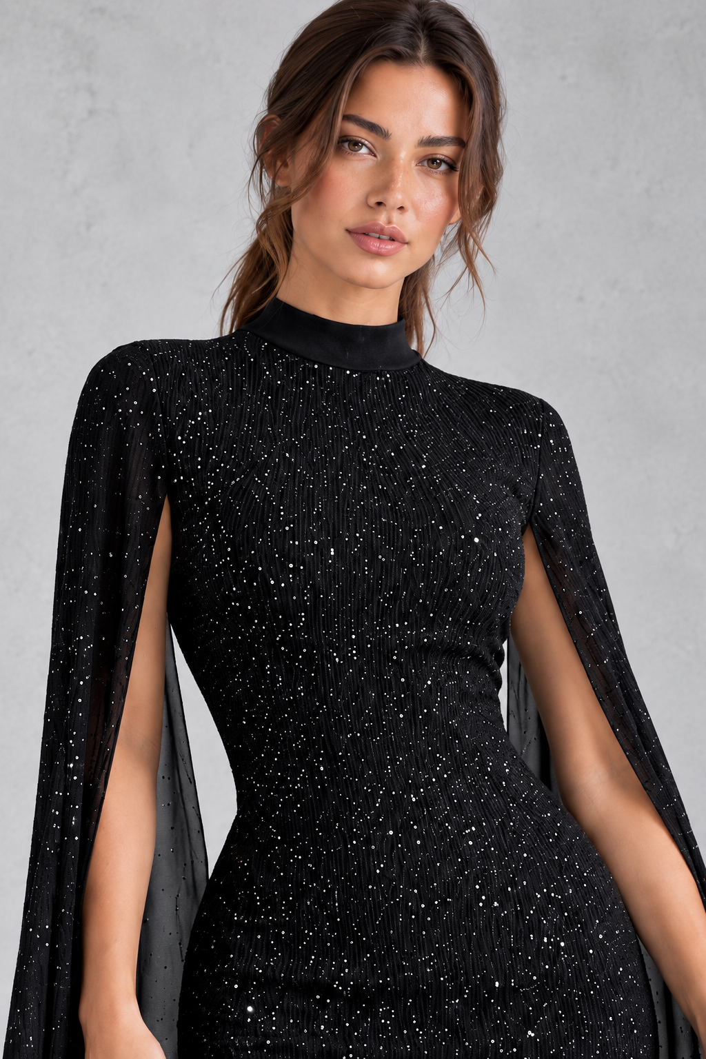 Women's Sparkly Turtleneck Bodycon Mini Party Dress - Christmas & New Year's Eve