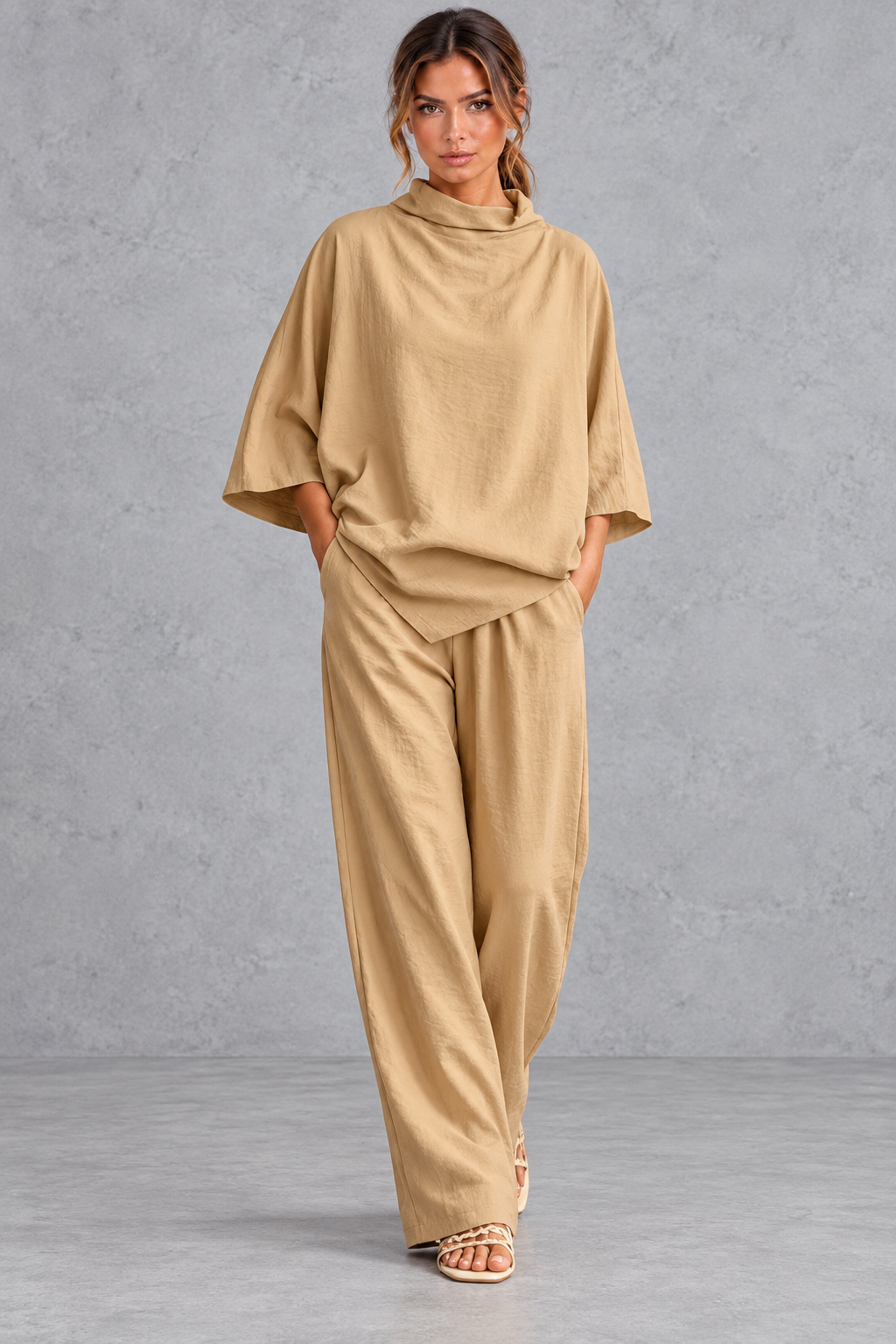 Smart-casual turtleneck set styled for the office
