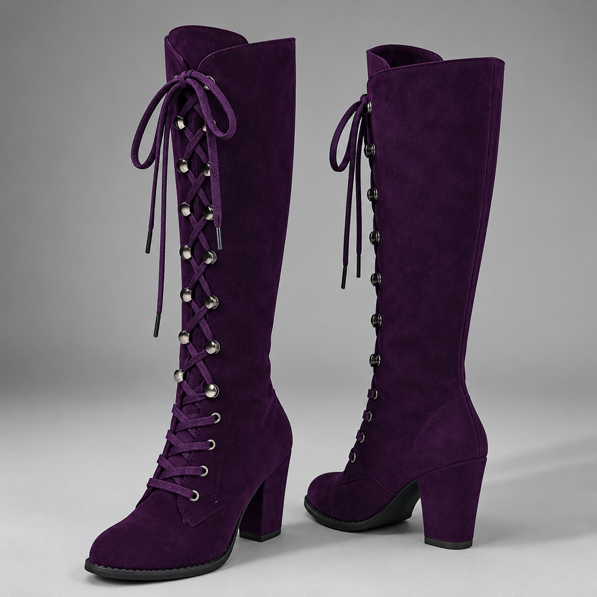 Shop women’s blue lace-up ankle boots with a denim-inspired finish and stable block heel. Stylish casual boots for weekends, concerts and nights out.