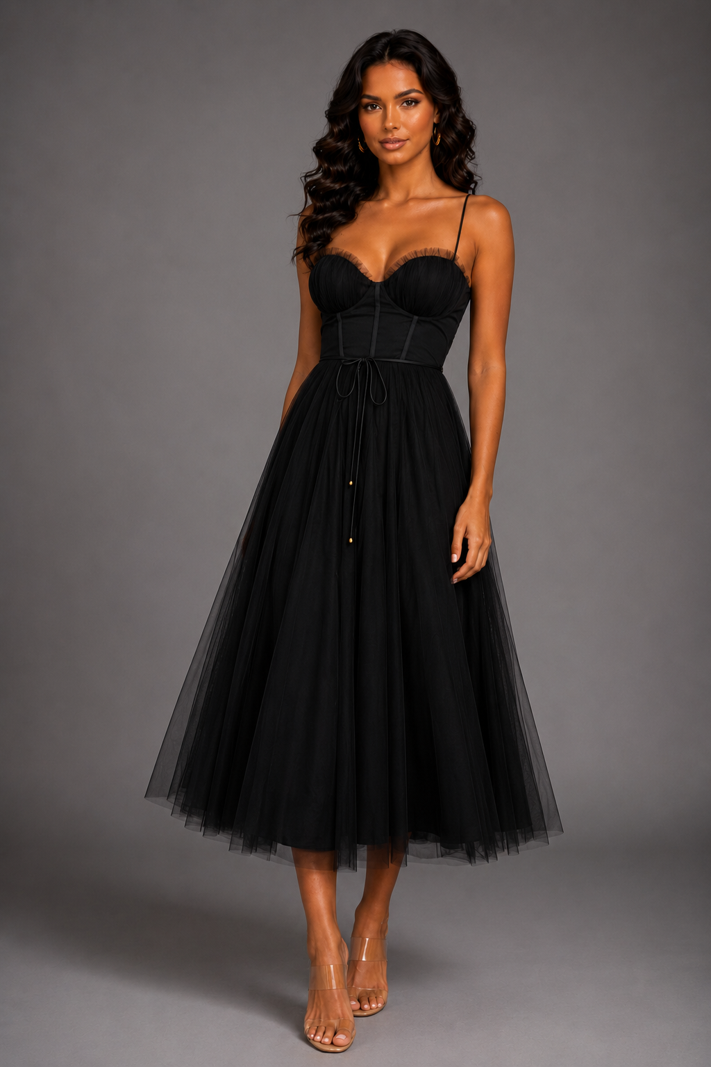 Womenโs Elegant Wedding Guest Midi Dress by Klyne Studios featuring a flattering midi-length silhouette, regular fit, and lightweight breathable fabric, ideal for weddings, parties, and special occasions.