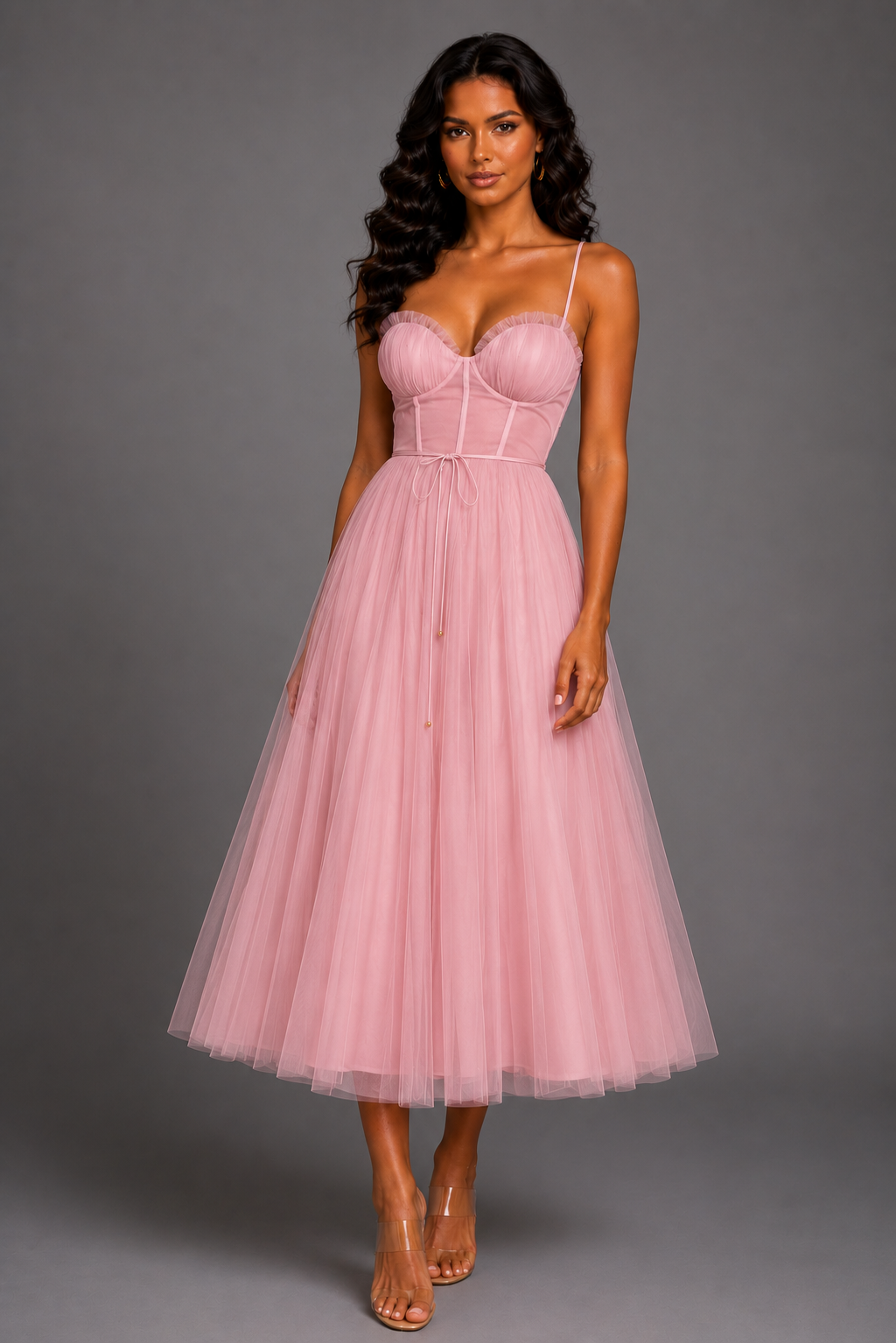 Womenโs Elegant Wedding Guest Midi Dress by Klyne Studios featuring a flattering midi-length silhouette, regular fit, and lightweight breathable fabric, ideal for weddings, parties, and special occasions.