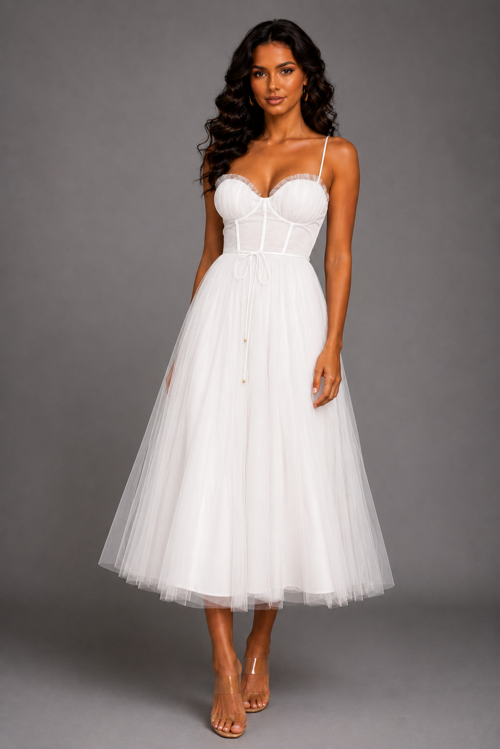Womenโs Elegant Wedding Guest Midi Dress by Klyne Studios featuring a flattering midi-length silhouette, regular fit, and lightweight breathable fabric, ideal for weddings, parties, and special occasions.